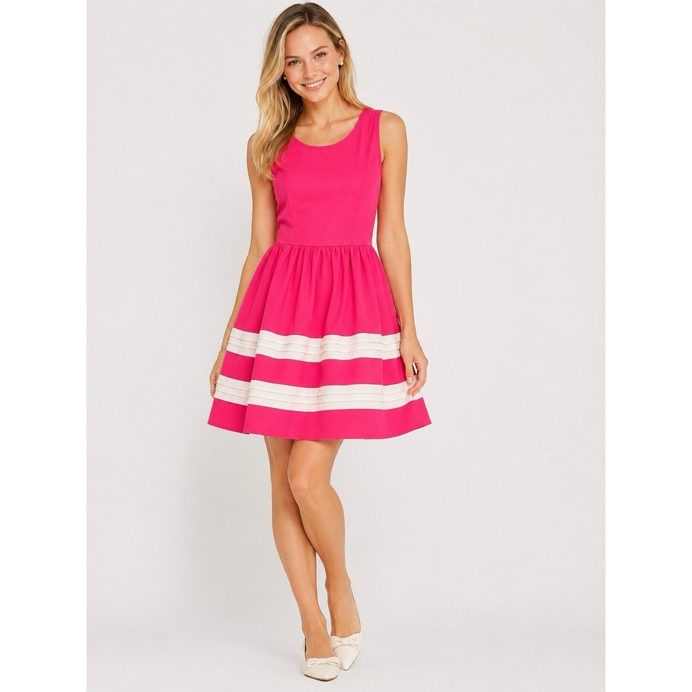 Ya Los Angeles Pink‎ Fit Flare Dress Small Preppy Barbiecore Sleeveless